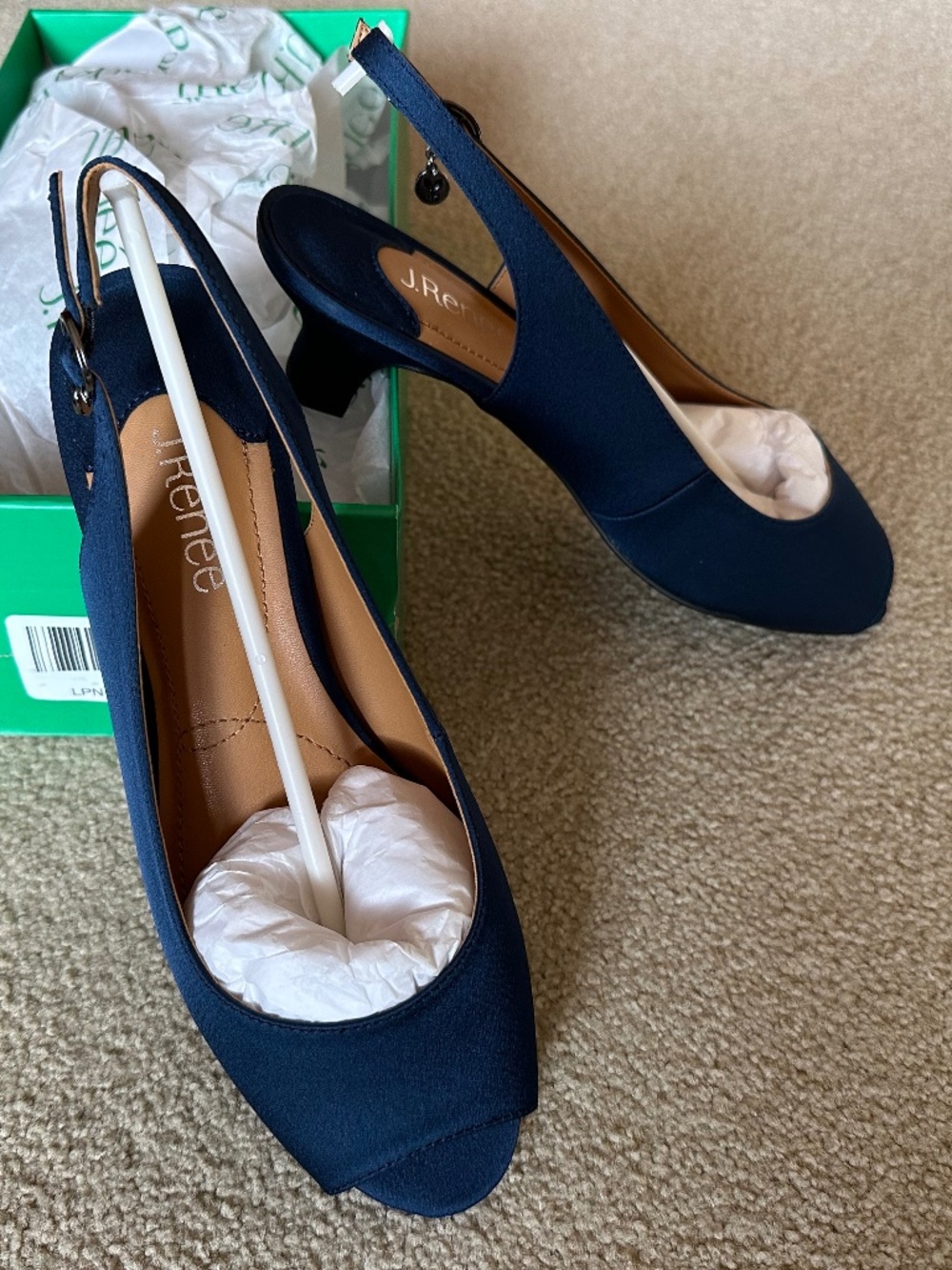 NIB J. Renee Jenvey Sandal 8WW Navy Satin